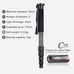 Suporte Monopé de Fibra de Carbono para Câmara DSLR Portátil de Viagem ao Ar Livre BEXIN MCS285, MCS285