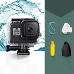 Estojo Protetor Impermeável até 45m para GoPro HERO8 Black com Fecho, Suporte Básico, Parafuso, Flutuador, Alça e Inserções Anti-Embaçamento, Estojo Transparente HERO8