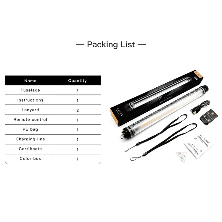 LUXCeO P7 Bastão LED Fotográfico com Dupla Temperatura de Cor Luz de Vídeo Luz de Preenchimento LED Portátil à Prova de Água com Controlo Remoto, P7