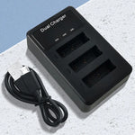 Carregador Triplo USB com Ecrã LCD para Sony NP-BX1, Com Cabo USB, Para Sony NP-BX1 (3 Canais)
