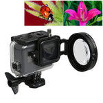 Para GoPro HERO5 Câmara de Ação Desportiva Profissional Filtro Macro 16X 58mm com Base de Lente, Anel Adaptador, Tampa Protetora, Correia Anti-perda e Pano de Limpeza