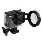 Para GoPro HERO5 Câmara de Ação Desportiva Profissional Filtro Macro 16X 58mm com Base de Lente, Anel Adaptador, Tampa Protetora, Correia Anti-perda e Pano de Limpeza