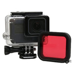 Para GoPro HERO5 Caixa Protetora Impermeável 30m PC & ABS + Filtro Quadrado Vermelho para Lente da Câmara com Fivela Básica, Parafuso Longo & Correia de Mão Anti-perda, Caixa Protetora + Filtro