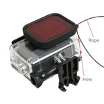 Para GoPro HERO5 Caixa Protetora Impermeável 30m PC & ABS + Filtro Quadrado Vermelho para Lente da Câmara com Fivela Básica, Parafuso Longo & Correia de Mão Anti-perda, Caixa Protetora + Filtro