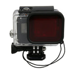 Para GoPro HERO5 Caixa Protetora Impermeável 30m PC & ABS + Filtro Quadrado Vermelho para Lente da Câmara com Fivela Básica, Parafuso Longo & Correia de Mão Anti-perda, Caixa Protetora + Filtro