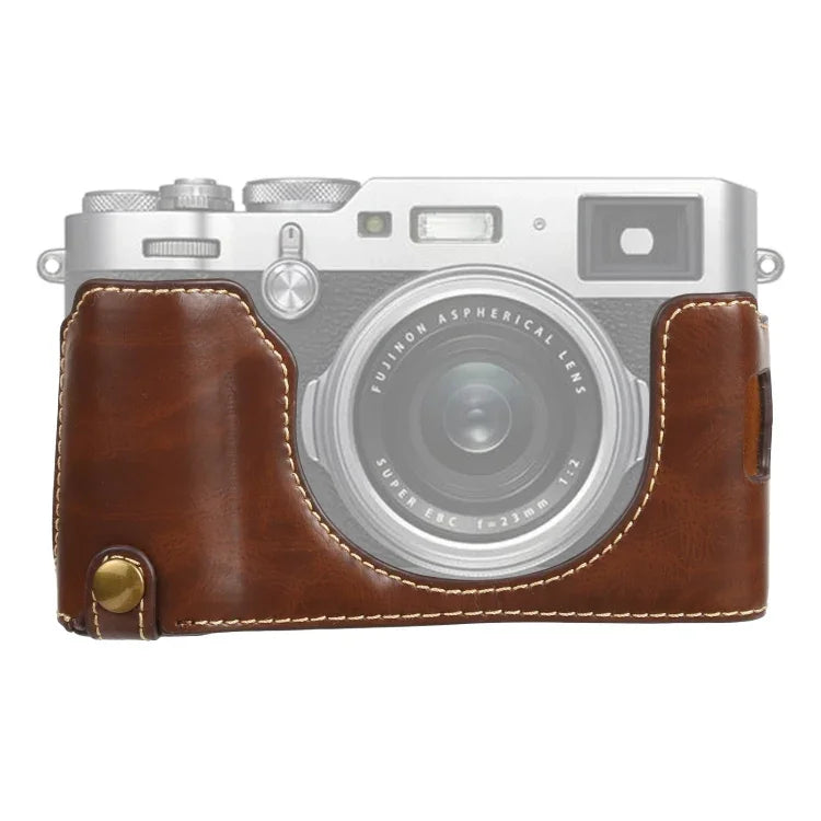 Base de capa meia para câmara em pele PU com rosca 1/4 polegada para FUJIFILM X100V, Para FUJIFILM X100V