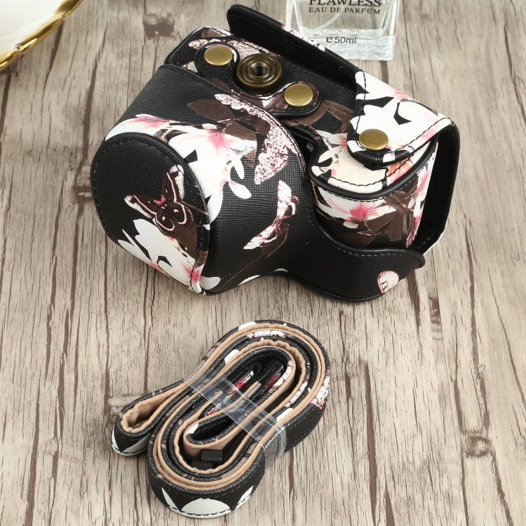 Bolsa para Câmara em Pele PU com Padrão de Flores para Sony A6000 / A6300 / A6400 / Nex 6