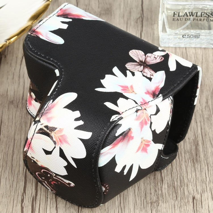 Bolsa para Câmara em Pele PU com Padrão de Flores para Sony A6000 / A6300 / A6400 / Nex 6