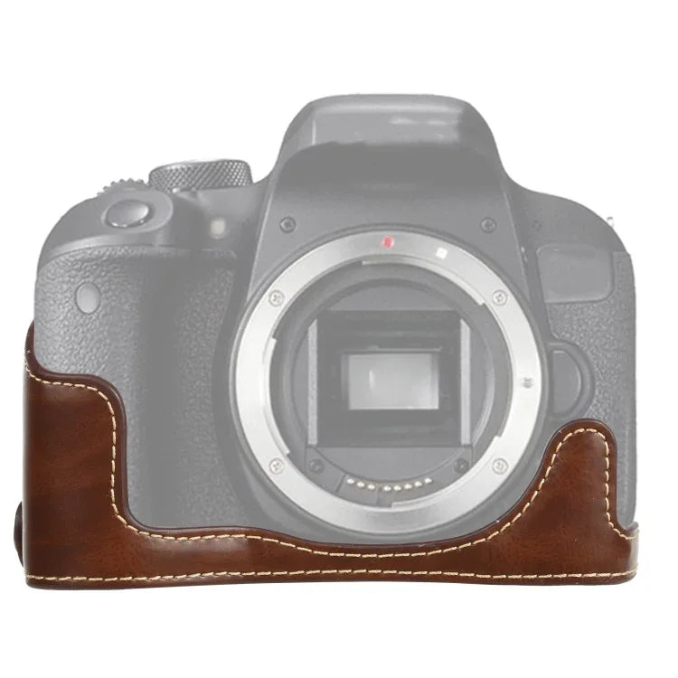Base de Estojo Metade para Câmara em Pele PU com Rosca de 1/4 polegadas para Canon EOS 77D / 800D, Para Canon EOS 77D, Para Canon EOS 77D
