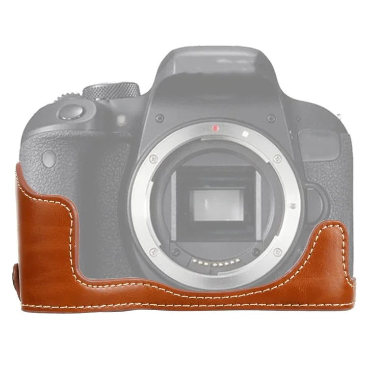 Base de Estojo Metade para Câmara em Pele PU com Rosca de 1/4 polegadas para Canon EOS 77D / 800D, Para Canon EOS 77D, Para Canon EOS 77D
