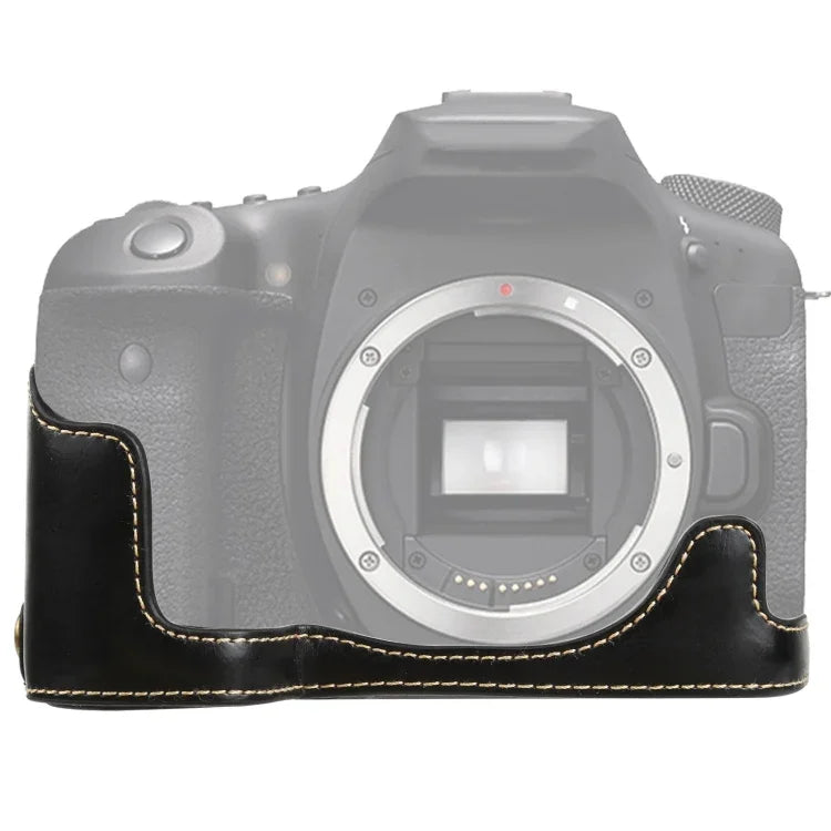 Base de capa meia para câmara em pele PU com rosca 1/4 polegada para Canon EOS 90D, Para Canon EOS 90D
