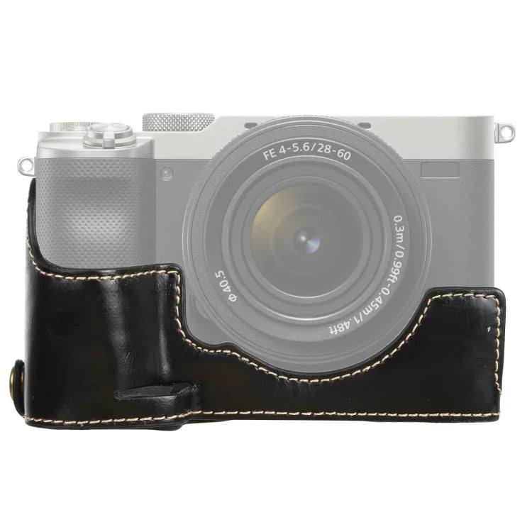Base de capa meia para câmara em pele PU com rosca 1/4 polegada para Sony ILCE-7C/A7C, Para Sony ILCE-7C/A7C