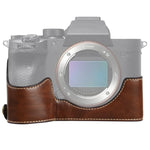 Base de capa meia para câmara em pele PU com rosca 1/4 polegada para Sony ILCE-7RM4 / A7RM4 / A7R IV, Para Sony ILCE-7RM4