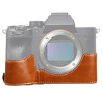 Base de capa meia para câmara em pele PU com rosca 1/4 polegada para Sony ILCE-7RM4 / A7RM4 / A7R IV, Para Sony ILCE-7RM4