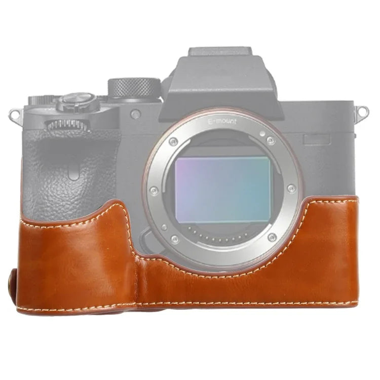 Base de capa meia para câmara em pele PU com rosca 1/4 polegada para Sony ILCE-7RM4 / A7RM4 / A7R IV, Para Sony ILCE-7RM4