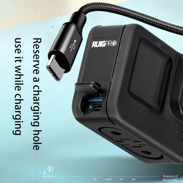 Tampa Lateral de Interface para Bateria em Liga de Alumínio RUIGPRO para GoPro HERO10 Black / HERO9 Black, Tampa Lateral em Liga de Alumínio