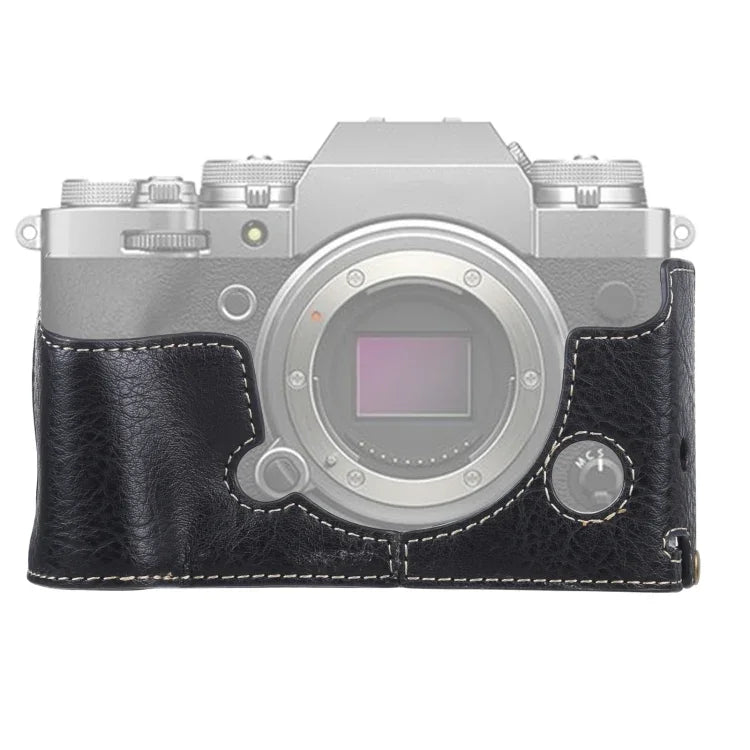 Base de Capa Metade para Câmara em Pele PU com Textura Litchi e Rosca de 1/4 polegada para FUJIFILM X-T4, Para FUJIFILM X-T4 Litchi