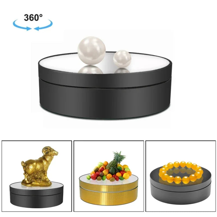 Espelho Giratório 360 Graus de 12cm para Suporte Elétrico de Exposição, Acessório para Filmagem, Carga: 3kg, Espelho Preto 12cm, Espelho Branco 12cm