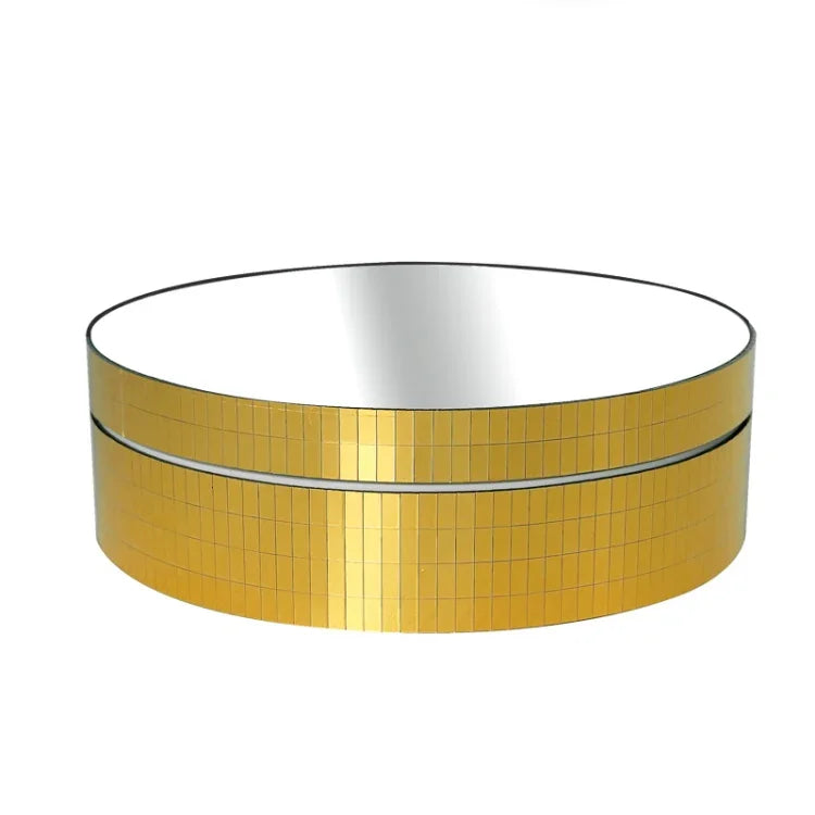 Espelho Giratório 360 Graus de 12cm para Suporte Elétrico de Exposição, Acessório para Filmagem, Carga: 3kg, Espelho Dourado com Lantejoulas 12cm, Espelho Prateado com Lantejoulas 12cm