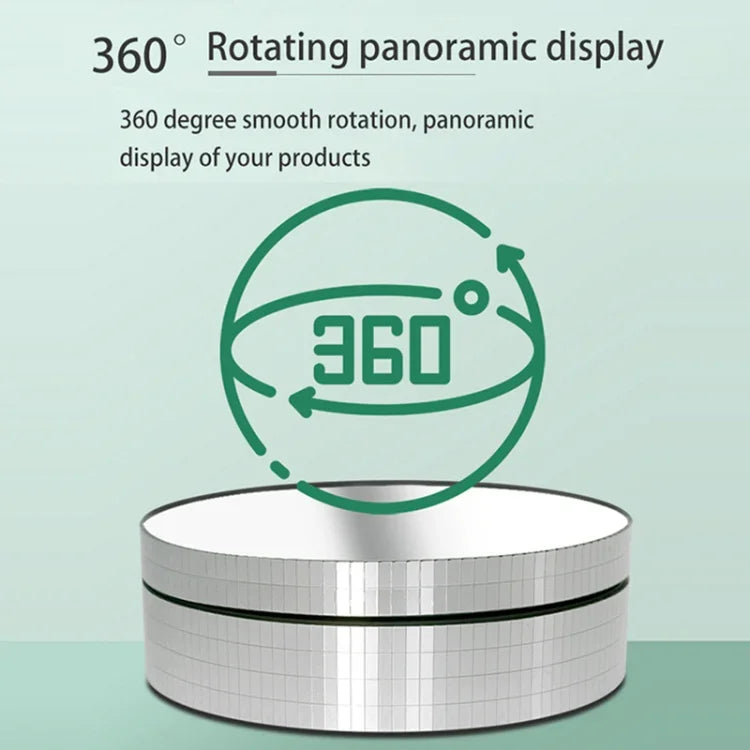 Espelho Giratório 360 Graus de 12cm para Suporte Elétrico de Exposição, Acessório para Filmagem, Carga: 3kg, Espelho Dourado com Lantejoulas 12cm, Espelho Prateado com Lantejoulas 12cm