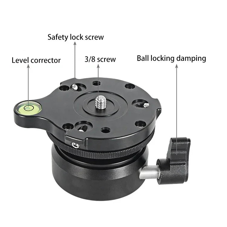 BEXIN DY-60N Tripé Profissional com Rosca de 3/8 polegadas, Base de Cabeça Panorâmica de 360 Graus com Nível de Bolha e Adaptador de Parafuso de 3/8 polegadas, DY-60N 3/8 polegadas