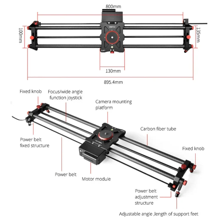 YELANGU L80TC Carril Deslizante Elétrico de 80cm com Controlo Remoto 2.4GHz para Câmaras SLR / Vídeo, L80TC 80cm