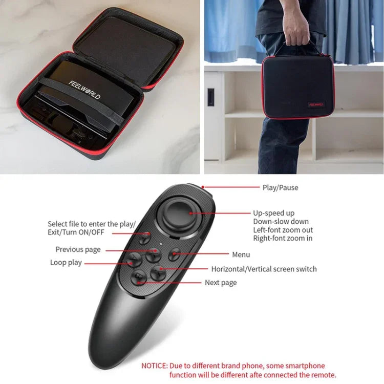 FEELWORLD TP10 Teleprompter Portátil Dobrável de 10 polegadas com Anel Adaptador de Lente e Controlo Remoto para Smartphone / Tablet até 10 polegadas, TP10