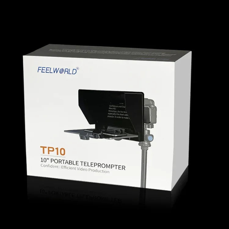 FEELWORLD TP10 Teleprompter Portátil Dobrável de 10 polegadas com Anel Adaptador de Lente e Controlo Remoto para Smartphone / Tablet até 10 polegadas, TP10