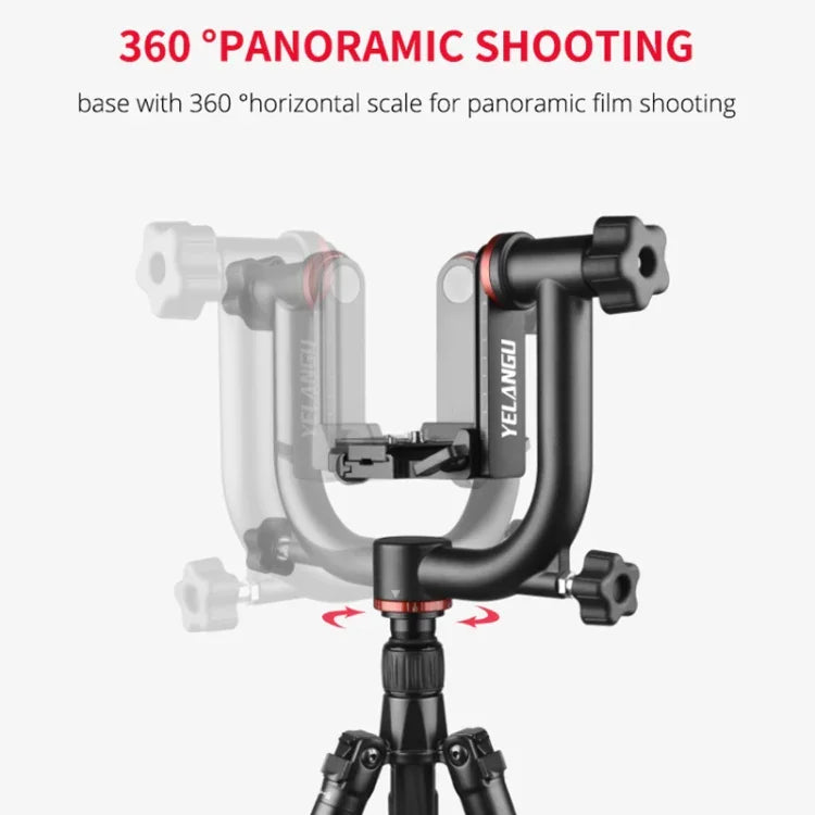YELANGU A201 Cabeça de Tripé Gimbal Horizontal 360 Graus para Câmaras DV e SLR, A201