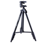YUNTENG VCT-680RM Tripé com Pernas Dobráveis em 4 Secções, Liga de Alumínio, Cabeça de Tripé Tridimensional para Câmara DSLR & Digital, Altura Ajustável: 46-138cm, VCT-680RM