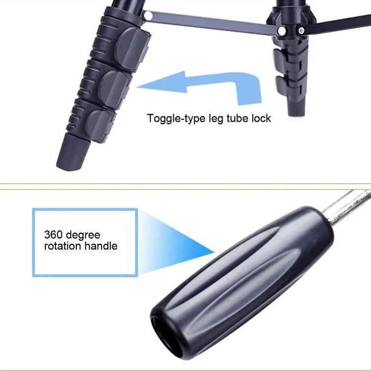 YUNTENG VCT-680RM Tripé com Pernas Dobráveis em 4 Secções, Liga de Alumínio, Cabeça de Tripé Tridimensional para Câmara DSLR & Digital, Altura Ajustável: 46-138cm, VCT-680RM