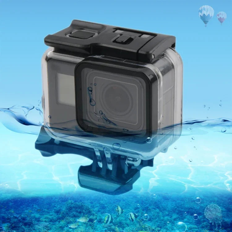 Caixa Protetora Impermeável 45m + Tampa Traseira com Ecrã Tátil para GoPro NEW HERO /HERO6 /5, com Fivela, Suporte Básico e Parafuso, Sem Necessidade de Remover a Lente, Ecrã Tátil (Transparente)