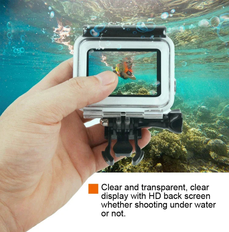 Caixa Protetora Impermeável 45m + Tampa Traseira com Ecrã Tátil para GoPro NEW HERO /HERO6 /5, com Fivela, Suporte Básico e Parafuso, Sem Necessidade de Remover a Lente, Ecrã Tátil (Transparente)