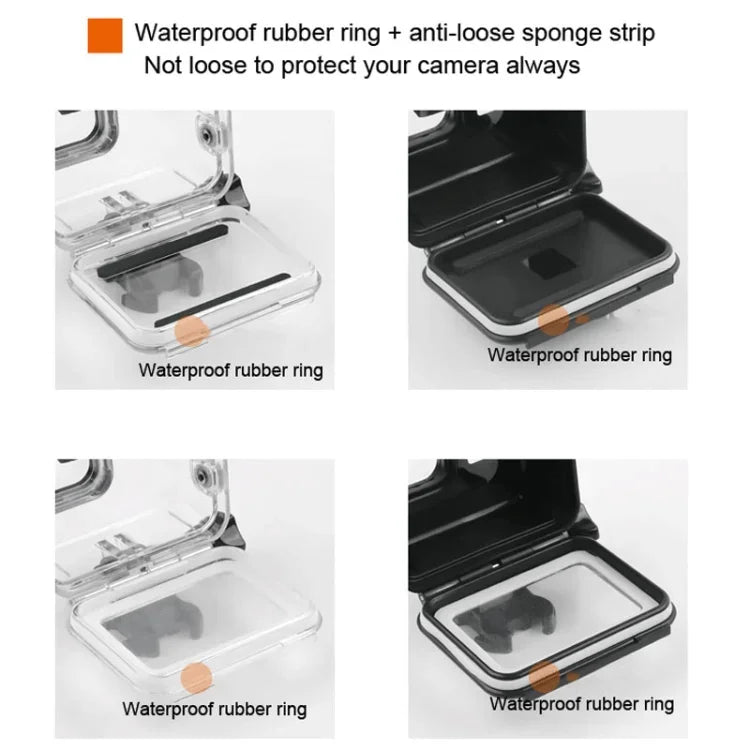 Caixa Protetora Impermeável 45m + Tampa Traseira com Ecrã Tátil para GoPro NEW HERO /HERO6 /5, com Fivela, Suporte Básico e Parafuso, Sem Necessidade de Remover a Lente, Ecrã Tátil (Transparente)