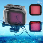 Caixa Protetora Impermeável 45m + Tampa Traseira com Ecrã Tátil para GoPro NEW HERO /HERO6 /5, com Fivela, Suporte Básico, Parafuso e Filtros (Roxo, Vermelho, Rosa), Sem Necessidade de Remover a Lente, Ecrã Tátil + Filtros (Transparente)