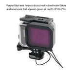 Caixa Protetora Impermeável 45m + Tampa Traseira com Ecrã Tátil para GoPro NEW HERO /HERO6 /5, com Fivela, Suporte Básico, Parafuso e Filtros (Roxo, Vermelho, Rosa), Sem Necessidade de Remover a Lente, Ecrã Tátil + Filtros (Transparente)