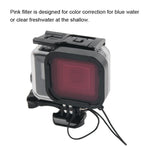Caixa Protetora Impermeável 45m + Tampa Traseira com Ecrã Tátil para GoPro NEW HERO /HERO6 /5, com Fivela, Suporte Básico, Parafuso e Filtros (Roxo, Vermelho, Rosa), Sem Necessidade de Remover a Lente, Ecrã Tátil + Filtros (Transparente)