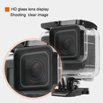 Caixa Protetora Impermeável 45m + Tampa Traseira com Ecrã Tátil para GoPro NEW HERO /HERO6 /5, com Fivela, Suporte Básico, Parafuso e Filtros (Roxo, Vermelho, Rosa), Sem Necessidade de Remover a Lente, Ecrã Tátil + Filtros (Transparente)