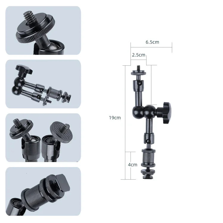 Braço Mágico Articulado de Fricção Ajustável 7 polegadas + Garras Grandes com Presilha para Telemóvel, Braço Mágico 7 polegadas + Garras com Presilha para Telemóvel