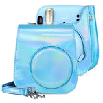 Bolsa de Câmara Aurora Color em Pele com Corpo Inteiro e Alça de Ombro para FUJIFILM Instax mini 11, Azul