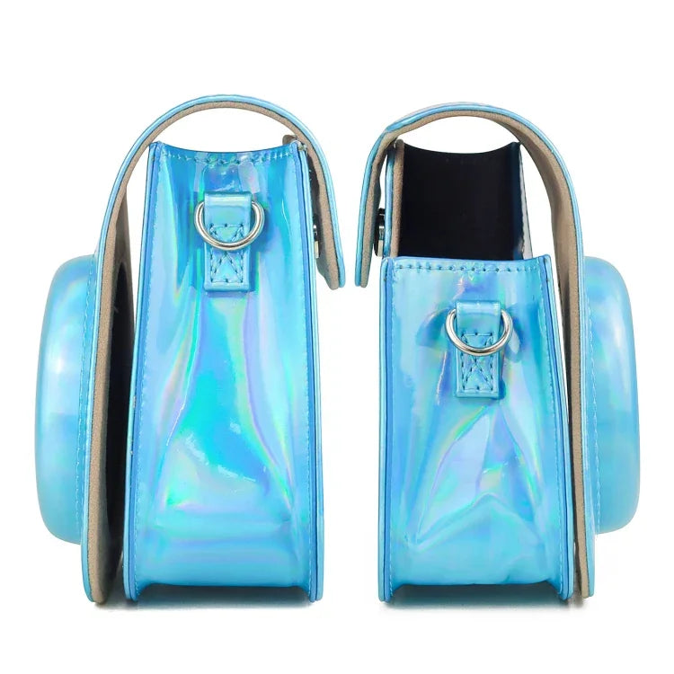 Bolsa de Câmara Aurora Color em Pele com Corpo Inteiro e Alça de Ombro para FUJIFILM Instax mini 11, Azul