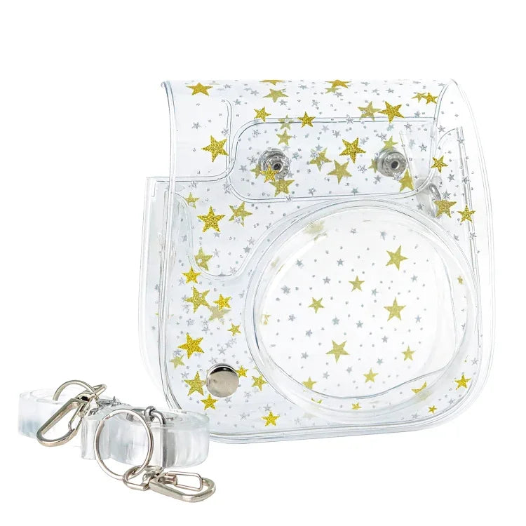Bolsa de Câmara Stars Crystal em PVC Rígido com Alça de Ombro para FUJIFILM Instax Mini 11, Transparente