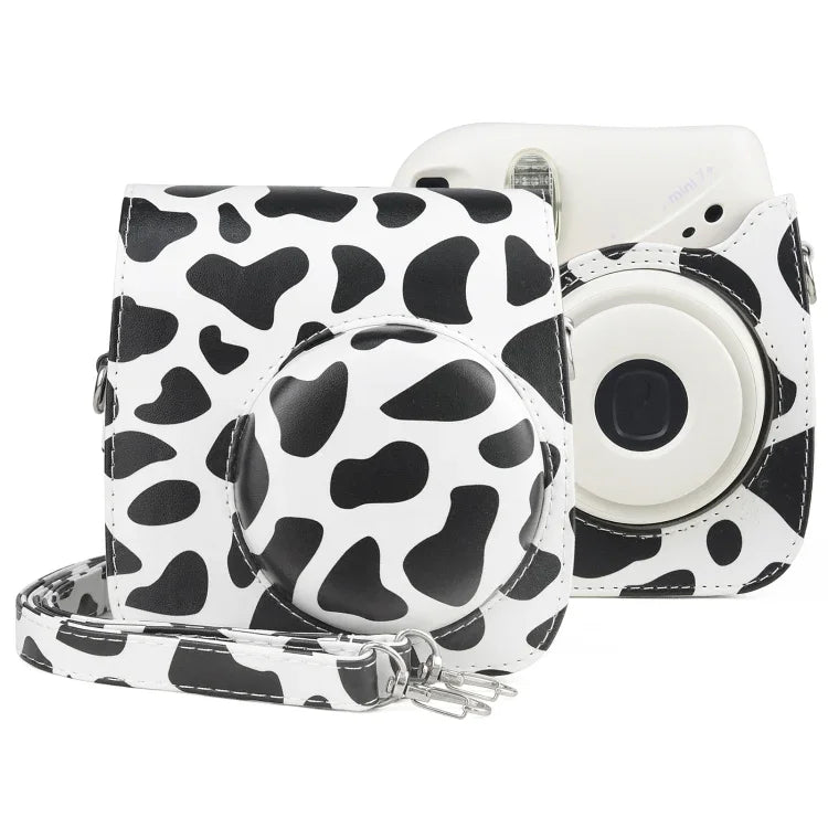 Bolsa de Câmera em Pele PU com Alça Estilo Vaca para FUJIFILM instax mini 7+, Estilo Vaca