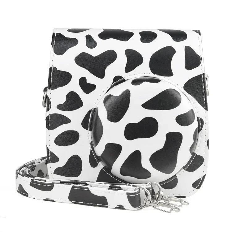 Bolsa de Câmera em Pele PU com Alça Estilo Vaca para FUJIFILM instax mini 7+, Estilo Vaca
