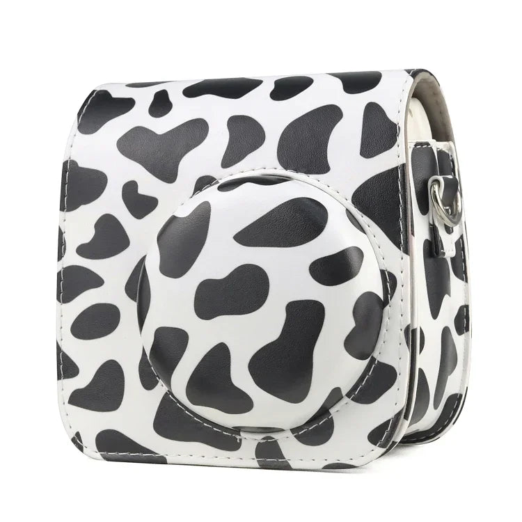 Bolsa de Câmera em Pele PU com Alça Estilo Vaca para FUJIFILM instax mini 7+, Estilo Vaca