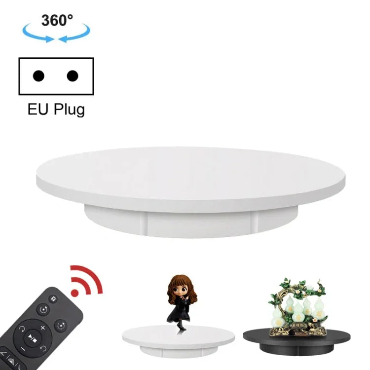 Suporte Giratório Elétrico de 42cm para Exposição, Acessórios para Filmagem, Capacidade: 100kg, Alimentação por Ficha, Ficha UE, 42cm, Ficha UE