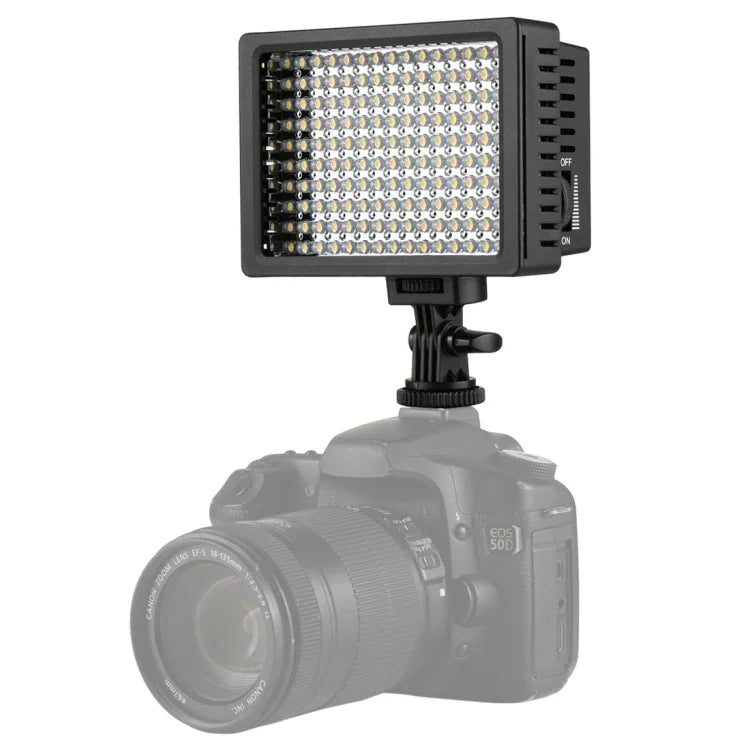 Luz de Vídeo LED de Luz Branca HD-160 para Fotografia com Câmara, Luz de Preenchimento para Canon, Nikon, Câmara DSLR com 3 Placas de Filtro, HD-160
