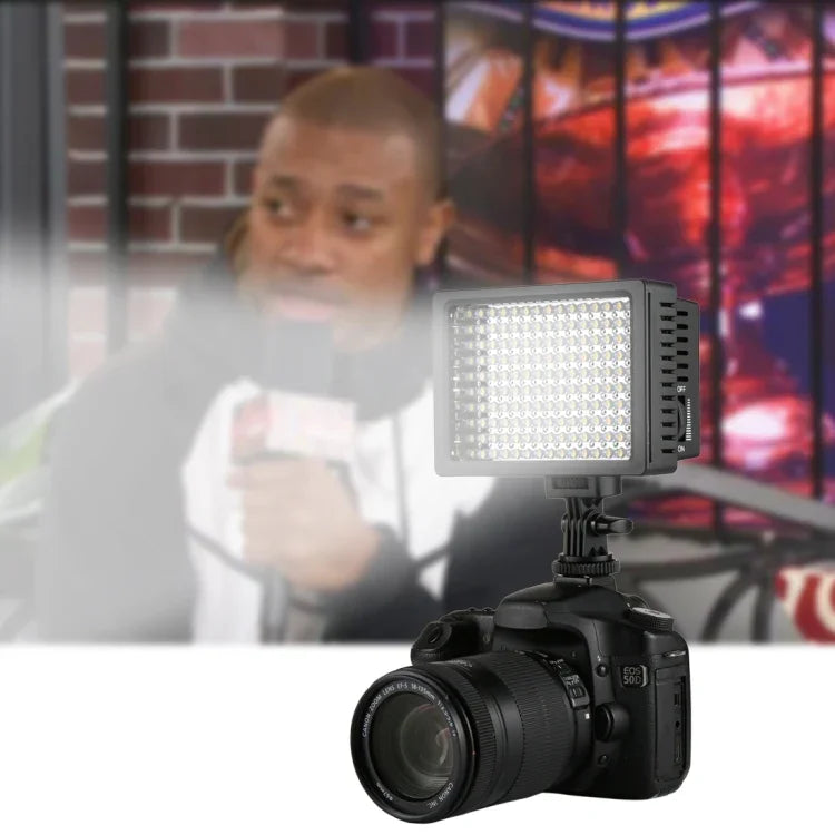 Luz de Vídeo LED de Luz Branca HD-160 para Fotografia com Câmara, Luz de Preenchimento para Canon, Nikon, Câmara DSLR com 3 Placas de Filtro, HD-160