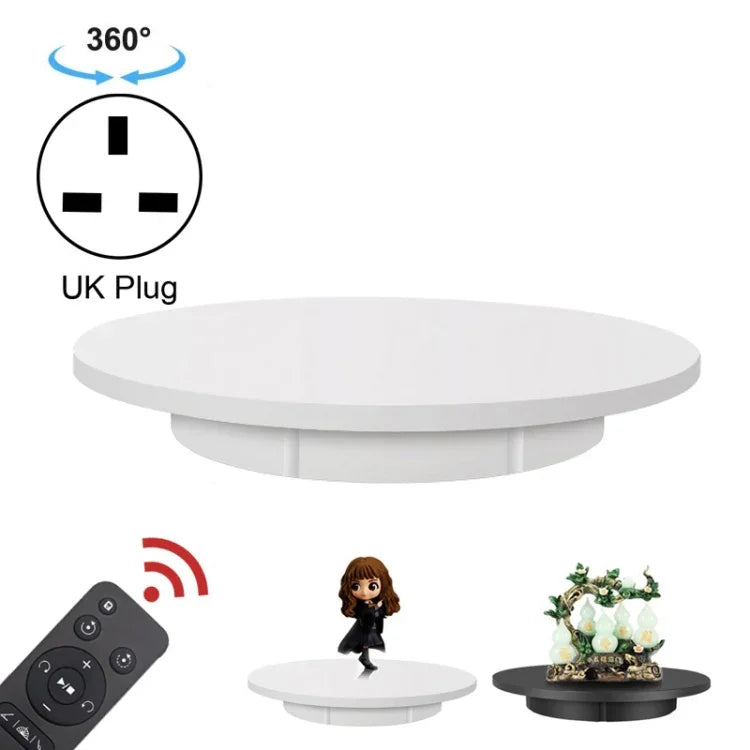 Suporte Giratório Elétrico de 42cm para Exposição, Acessórios para Filmagem, Capacidade: 100kg, Alimentação por Ficha, Ficha UK, 42cm, Ficha UK