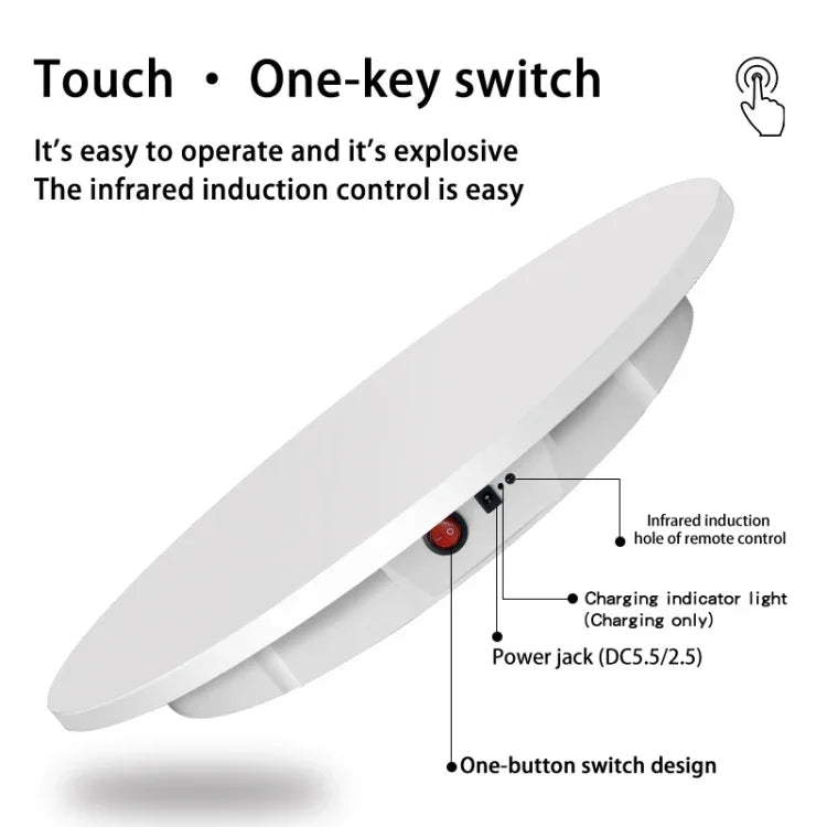 Suporte de Exposição Rotativo Elétrico de 60cm para Adereços, Carga: 100kg, Alimentação por Ficha, Ficha UK, 60cm, Ficha UK
